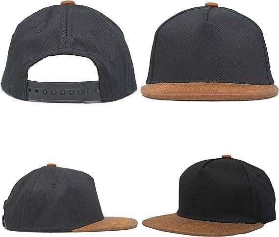 Funky Junque - Flat Brim Trucker Hat - Black/Faux Leather Brim: Kids (2-9 Years)