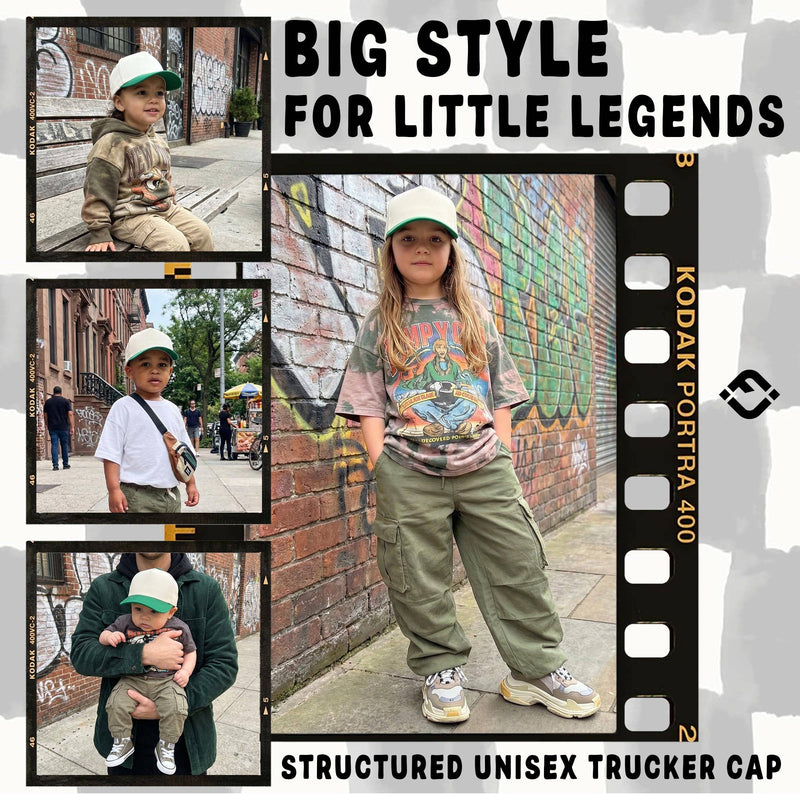 Funky Junque - Kids/Baby Two Tone Vintage Cap - Kelly Green/Beige: Kids (2-9 Years)