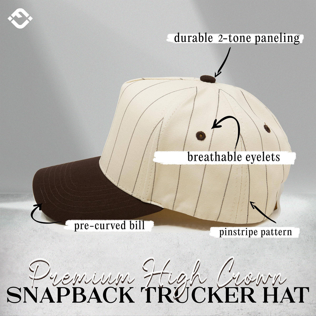 Funky Junque - Two Tone Vintage Snapback Hat - Pinstripe - Brown/Beige