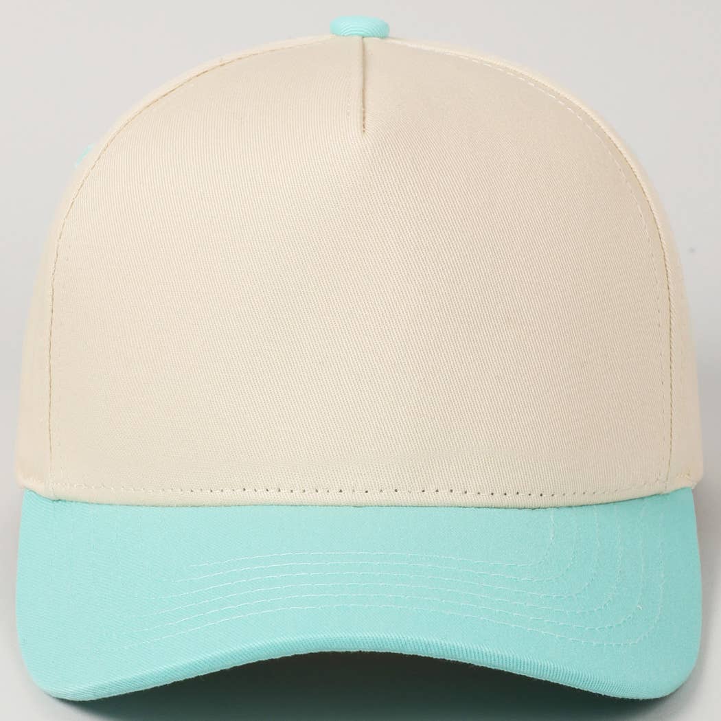 Fashion City - Plain Two-Tone Canvas Cotton Trucker Hat: BLK / ONE SIZE
