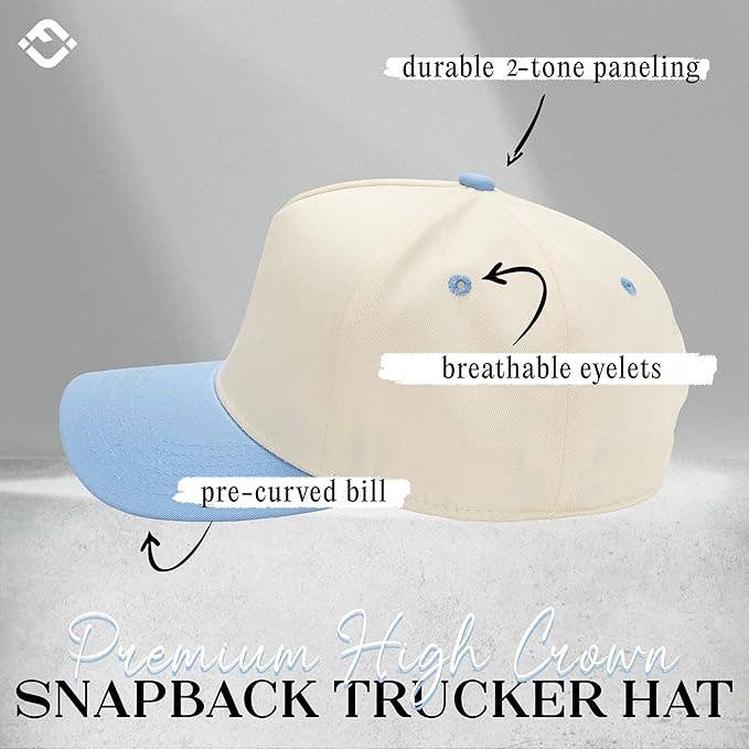 Funky Junque - Two Tone Vintage Snapback Hat - Light Blue/Beige