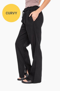 Mono B CURVY Wide Leg Resort Pants - Black