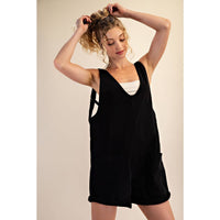 Rae Mode Cotton Twill Roll-Up Overall Short Romper: Dusty Sage