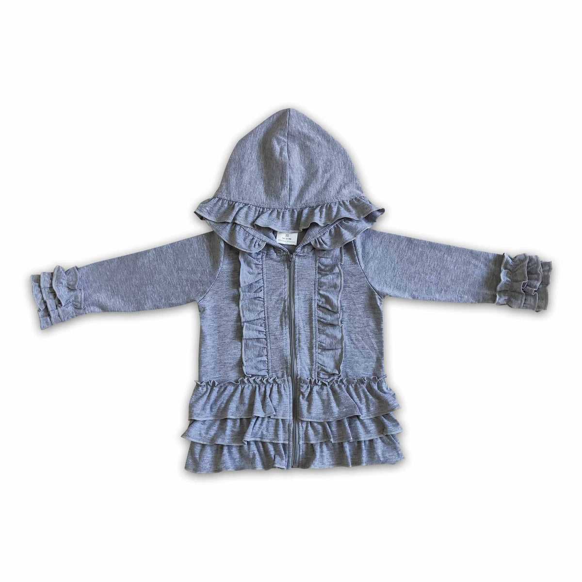 Yawoo Garments - Solid colorful zipper girls ruffle hoodie jackets: Maroon / 6-7T