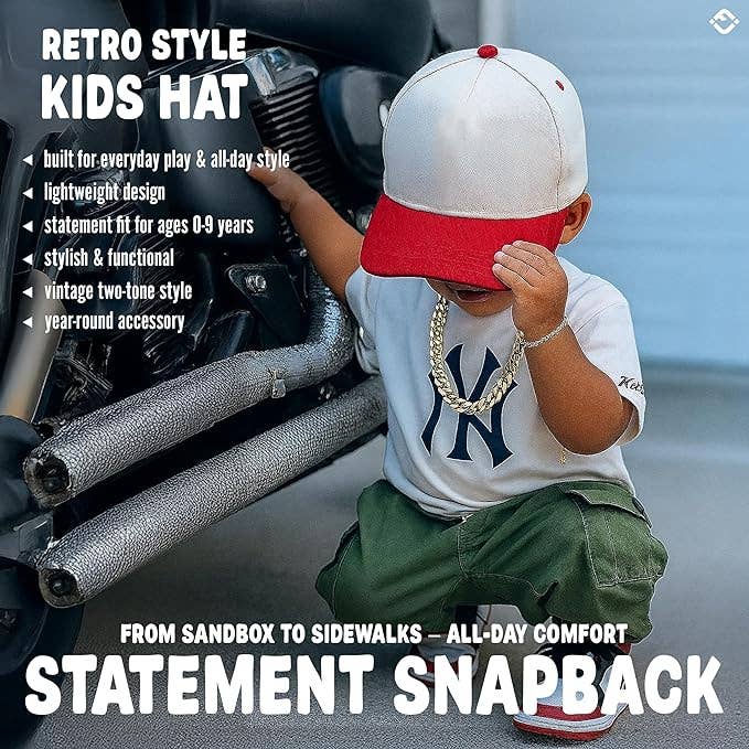 Funky Junque - Kids/Baby Two Tone Vintage Cap - Red/Beige: Kids (2-9 Years)