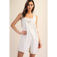 Rae Mode Cotton Twill Roll-Up Overall Short Romper: Dusty Sage