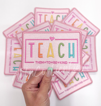 Teach Colorful Preppy Pink Patch