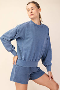 Rae Mode Mineral Washed French Terry Short Set: Mocha