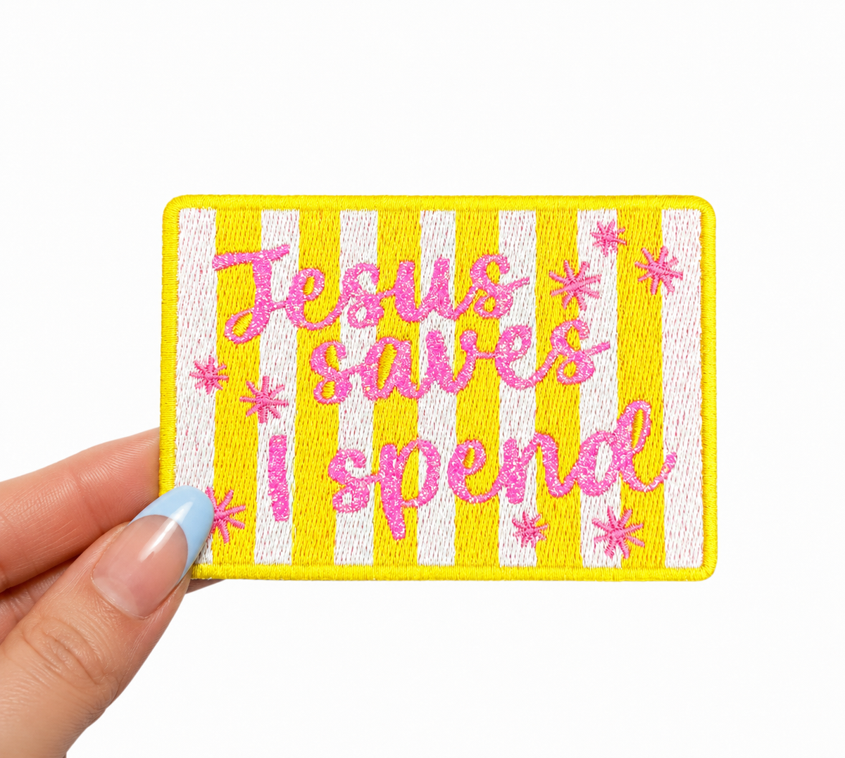 ABLNco - Jesus Saves I Spend Glitter Embroidery Patch