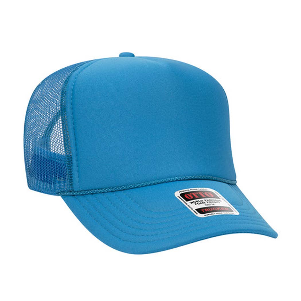 Classic Foam Front Trucker Hat: Neon Blue