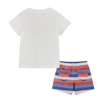 Andy & Evan Boys T-Shirt & Striped Drawstring Shorts Set