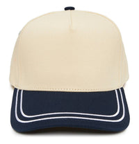 Funky Junque - Embroidered Brim Two Tone Trucker Hat - Navy/Beige