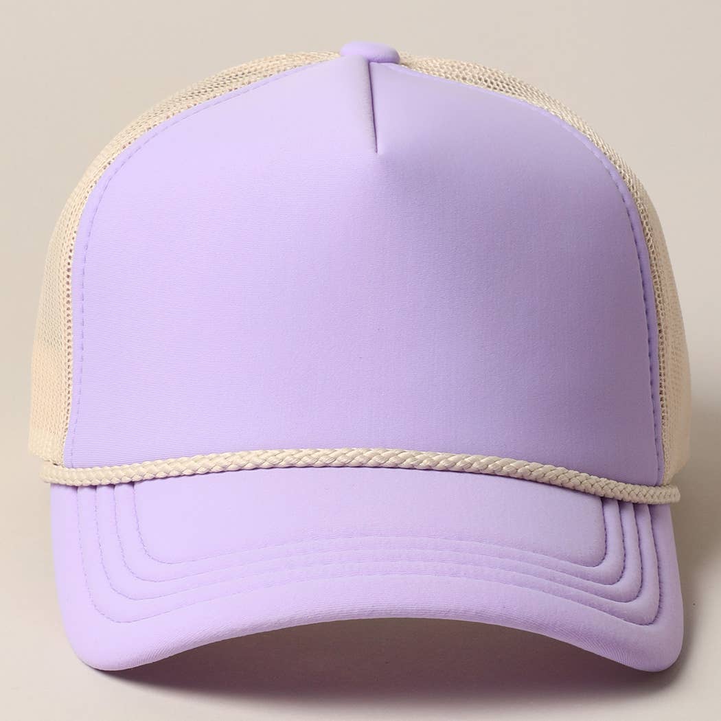 Classic Foam Front Trucker Hat: Lavender-Cream