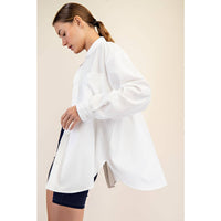 Rae Mode White Crinkle Woven Oversized Shirt