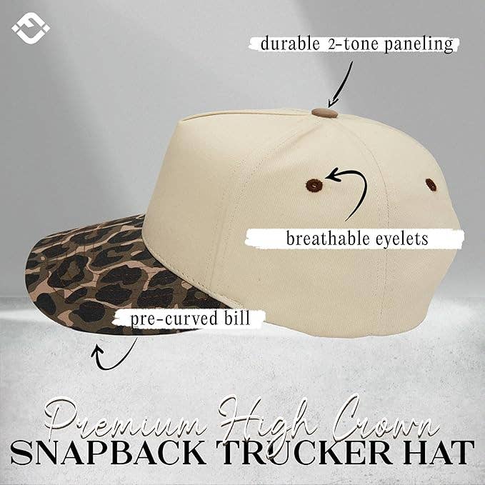 Funky Junque - Women's 2-Tone Blank Snapback Hat - Leopard/Beige