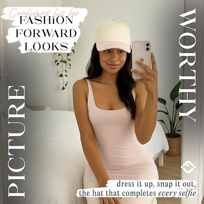 Funky Junque - Two Tone Vintage Snapback Hat - Light Pink/Beige
