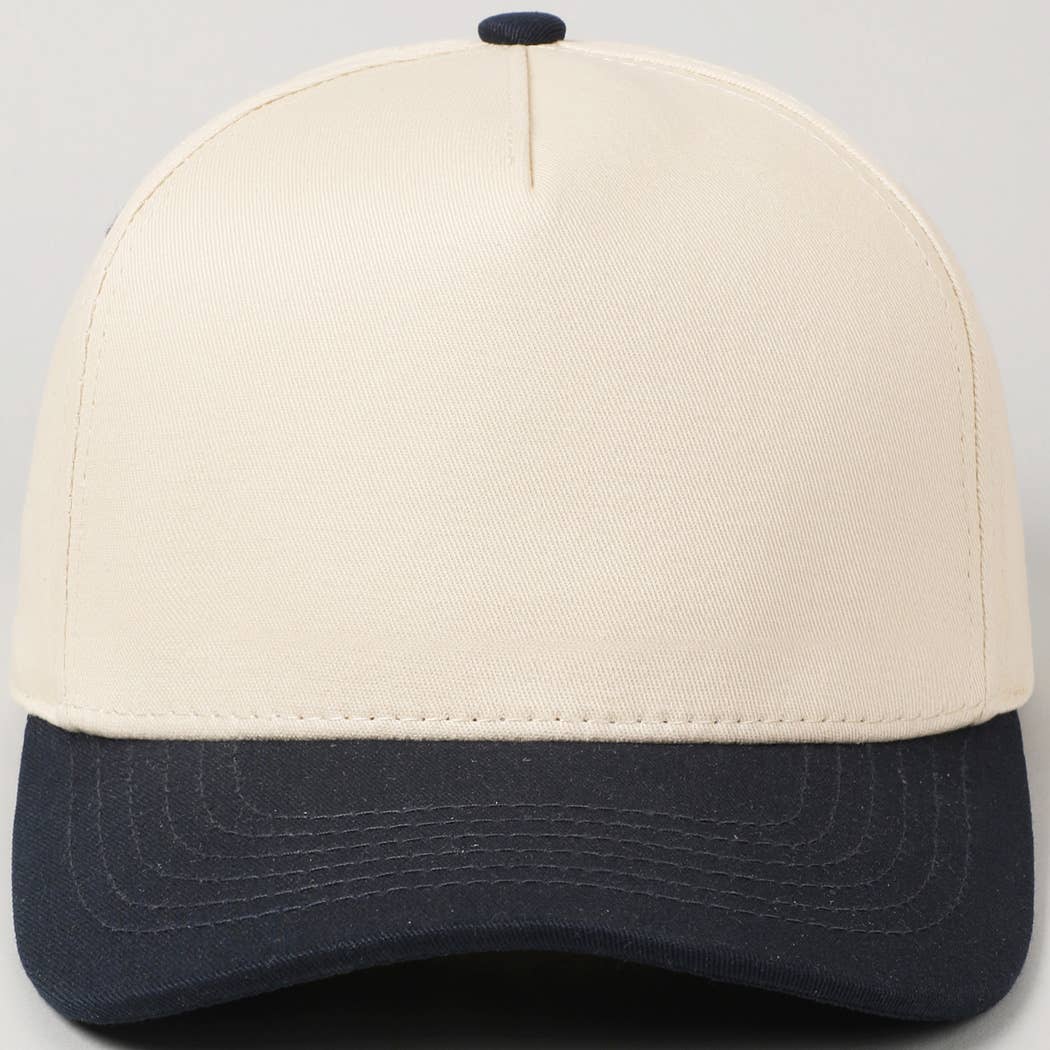 Fashion City - Plain Two-Tone Canvas Cotton Trucker Hat: BLK / ONE SIZE