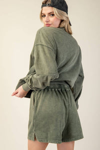 Rae Mode Mineral Washed French Terry Short Set: Mocha