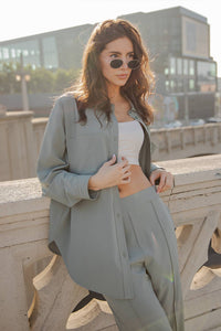 Rae Mode White Crinkle Woven Oversized Shirt