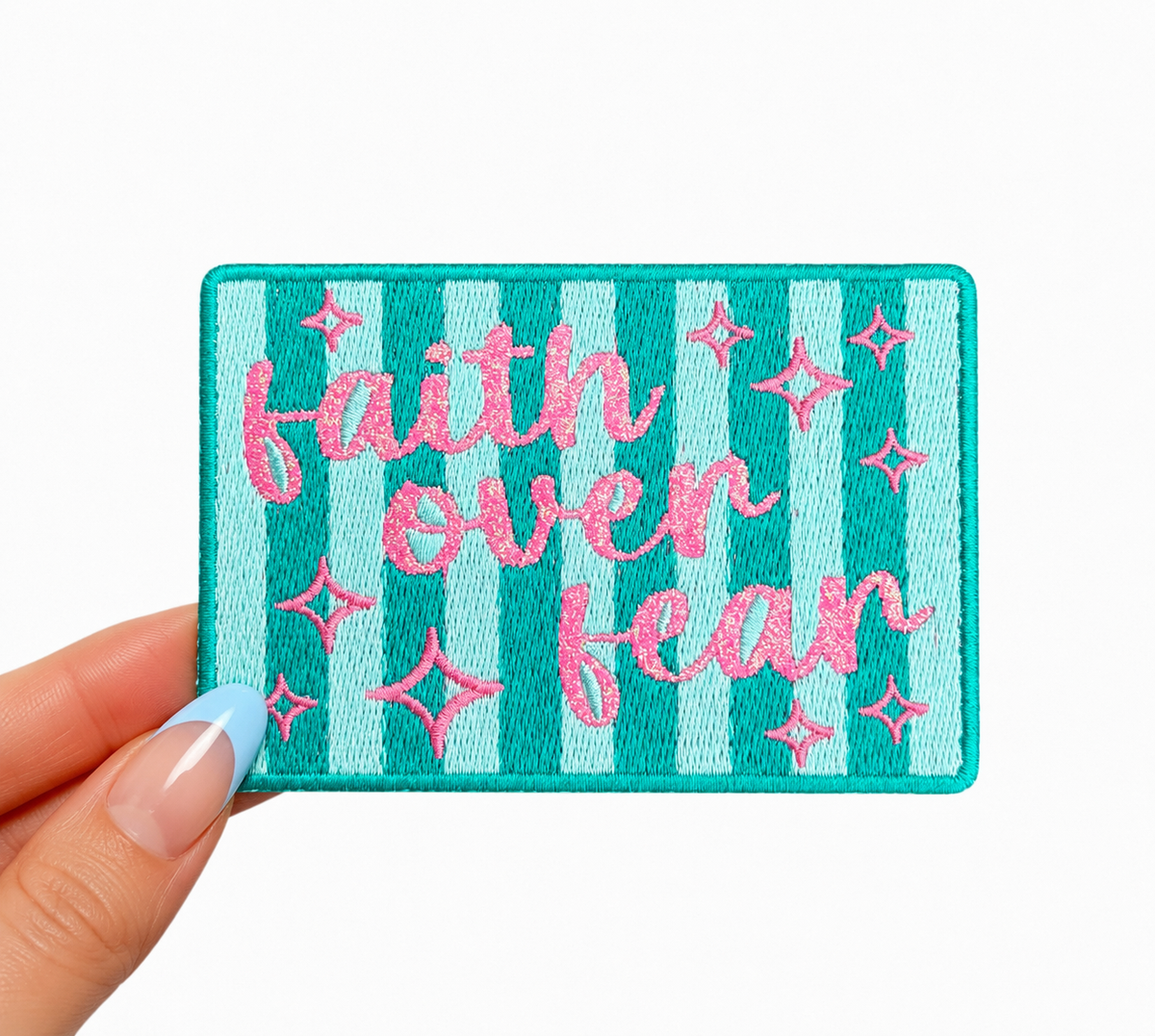 ABLNco - Faith Over Fear Glitter Embroidery Patch