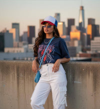 Funky Junque - Foam Trucker Hat (White/Red/Royal Blue)