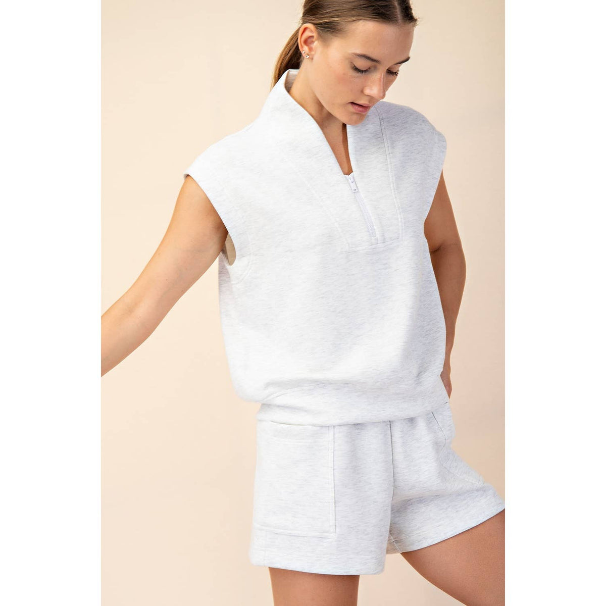 Rae Mode Modal Scuba Luxe V-Neck Sleeveless Top and Shorts Set: Paradise Blue