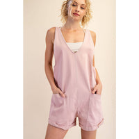 Rae Mode Cotton Twill Roll-Up Overall Short Romper: Dusty Sage