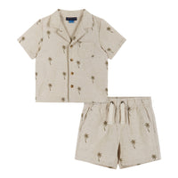 Andy & Evan Boys Baby Beige Palm Print Cabana Set