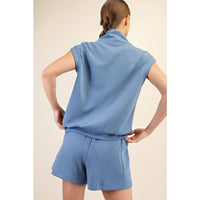 Rae Mode Modal Scuba Luxe V-Neck Sleeveless Top and Shorts Set: Paradise Blue