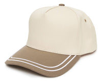 Funky Junque - Embroidered Brim Two Tone Trucker Hat - Khaki/Beige