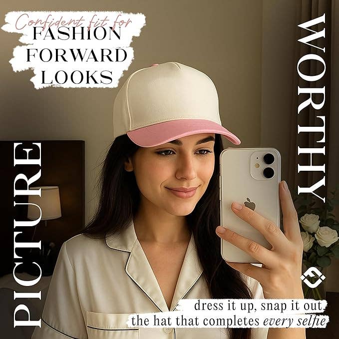 Funky Junque - Two Tone Vintage Snapback Hat - Pink/Beige
