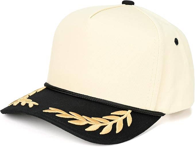 Funky Junque - Men/Women's Two Tone Vintage Cap - Black/Beige (Nautical)