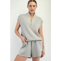 Rae Mode Modal Scuba Luxe V-Neck Sleeveless Top and Shorts Set: Paradise Blue