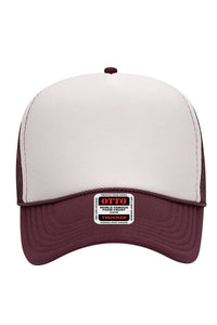 Classic Foam Front Trucker Hat: Maroon-White