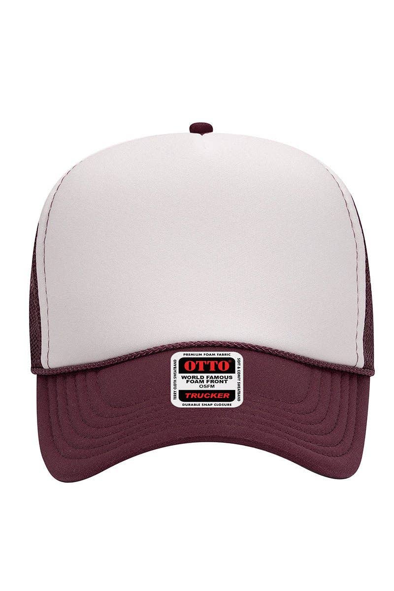 Classic Foam Front Trucker Hat: Maroon-White