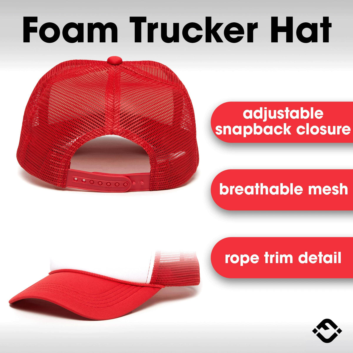 Funky Junque - Foam Trucker Hat (White/Red)