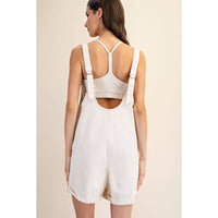 Rae Mode Cotton Twill Roll-Up Overall Short Romper: Dusty Sage