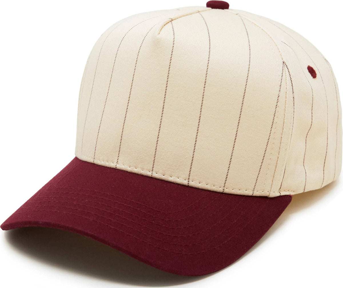 Funky Junque - Two Tone Vintage Snapback Hat - Pinstripe - Burgundy/Beige