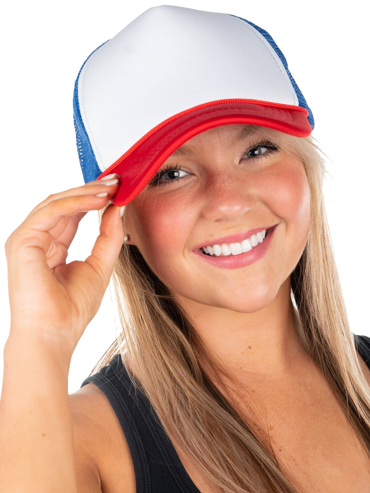 Funky Junque - Foam Trucker Hat (White/Red/Royal Blue)