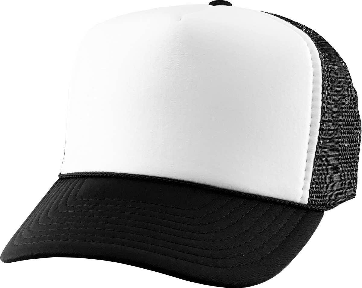 Classic Foam Front Trucker Hat: Black-White