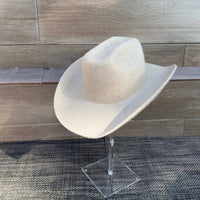 Queens INC - Cowboy hat in 100% Australian wool.: IVORY / ONE SIZE