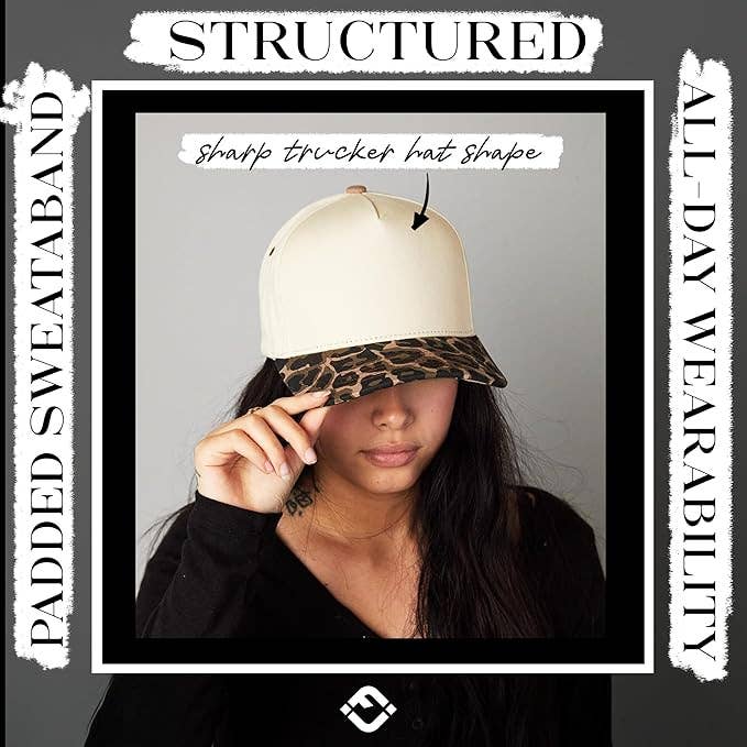 Funky Junque - Women's 2-Tone Blank Snapback Hat - Leopard/Beige