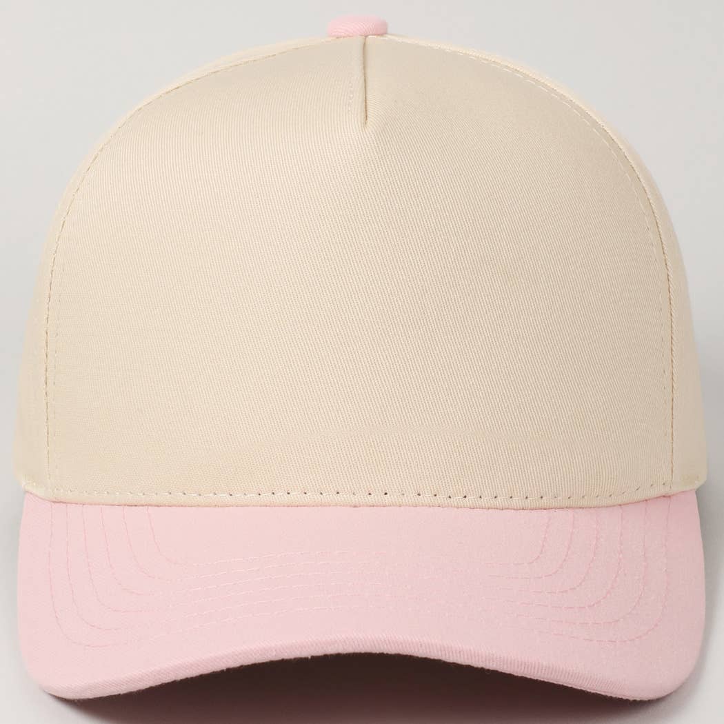 Fashion City - Plain Two-Tone Canvas Cotton Trucker Hat: BLK / ONE SIZE
