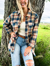 American Farm Company - AFC Western Fall 2024 Mustard Plaid Flannel Shacket