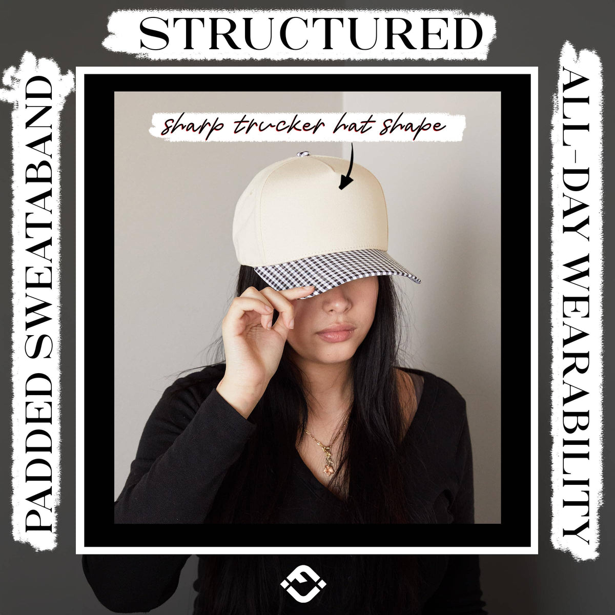Funky Junque - Two Tone Vintage Snapback Hat - Gingham Print-Black & White