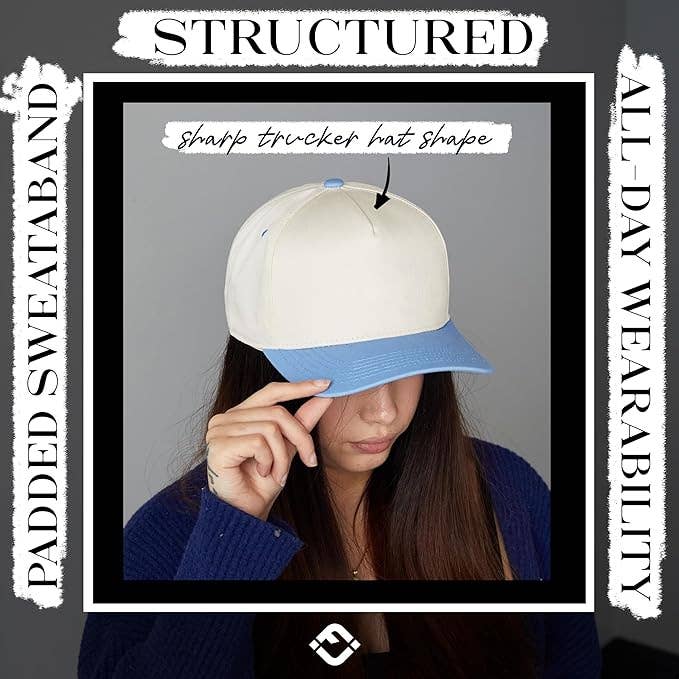 Funky Junque - Two Tone Vintage Snapback Hat - Light Blue/Beige