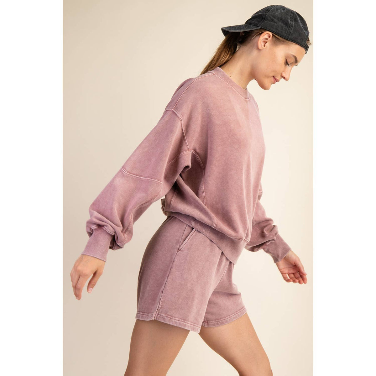 Rae Mode Mineral Washed French Terry Short Set: Mocha