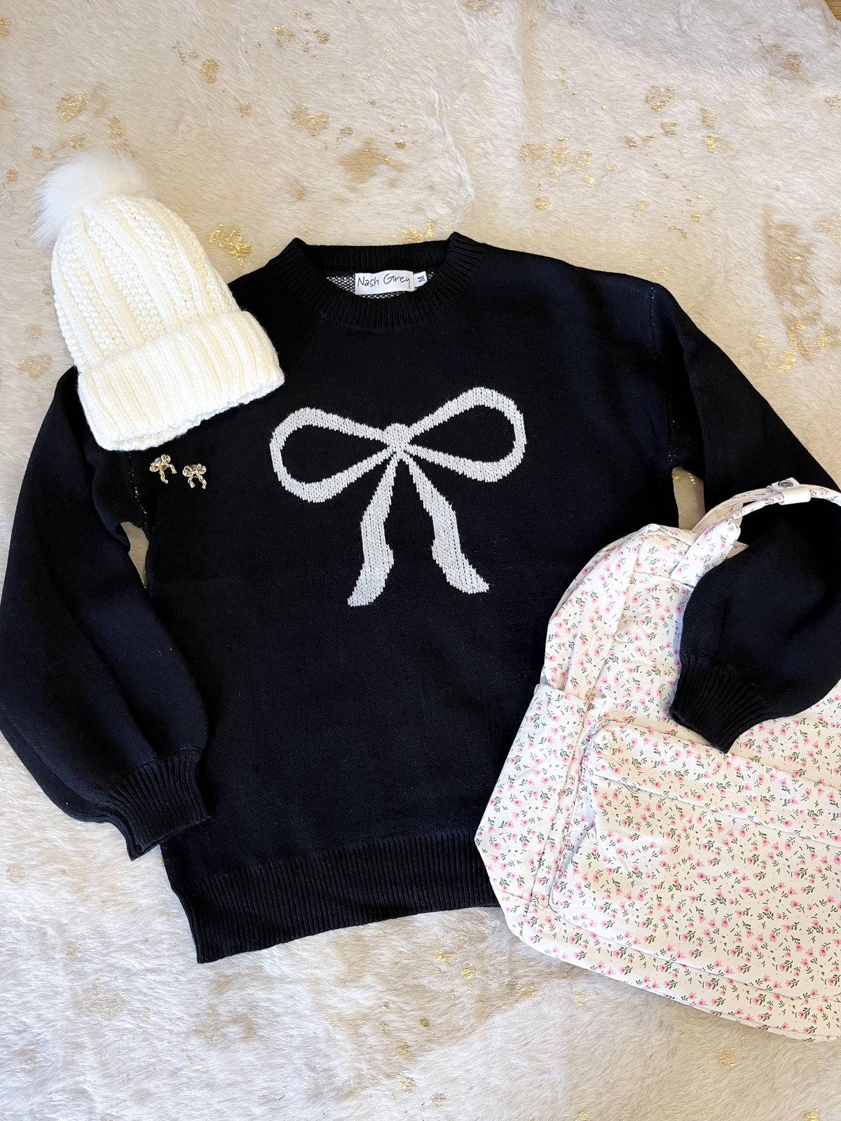 Nash Grey - Ella Black Bow Sweater