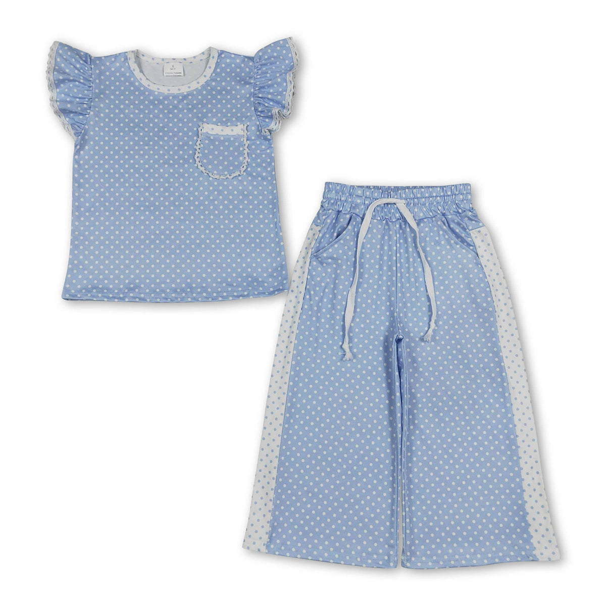 Yawoo Garments - Maroon polka dots flutter sleeves top pants girls outfits: Maroon / 5-6T