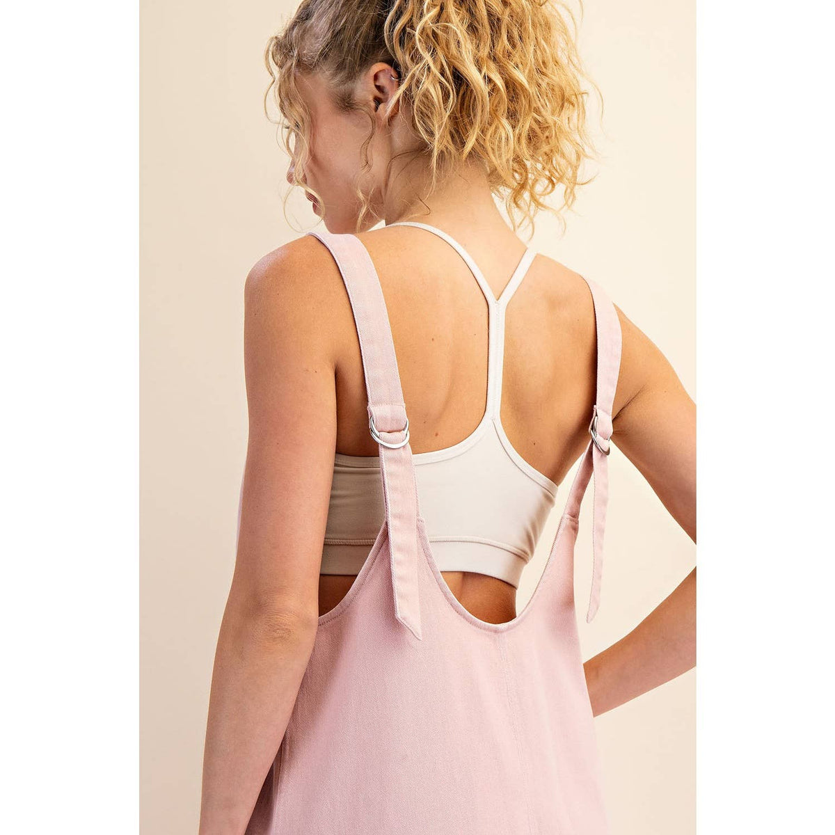 Rae Mode Cotton Twill Roll-Up Overall Short Romper: Dusty Sage